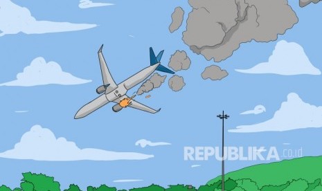 Ilustrasi Pesawat Jatuh. Sebuah pesawat dengan 72 orang di dalamnya jatuh dan terbakar di bandara Pokhara, Nepal, Ahad (15/1/2023) waktu setempat.