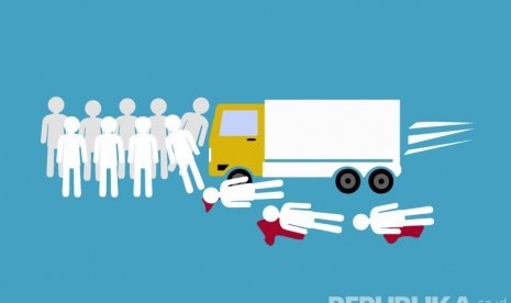 Ilustrasi serangan truk di Nice.