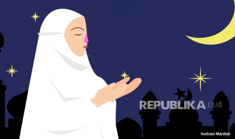 Ilustrasi wanita haid berdoa pada Ramadhan.