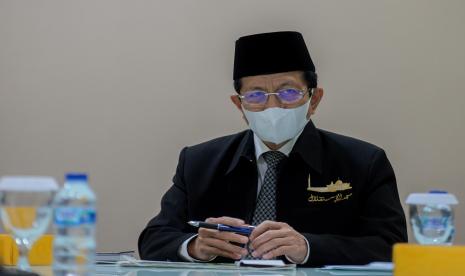 Imam Besar Masjid Istiqlal KH Nasaruddin Umar berpose untuk Republika di Kantor Republika, Jakarta, Rabu (1/9). 