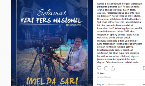 Imelda Sari mengucapkan selamat hari pers nasional