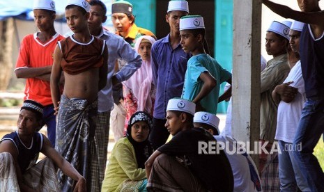 Imigran etnis rohingya asal Myanmar di Cot Gapu, Kabupaten Bireuen, Aceh. 