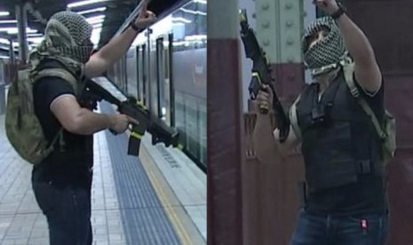 In the video, released to media by the force last week, officers dressed in Palestinian-style garb and pretended to stab commuters at Sydney's Central Station.