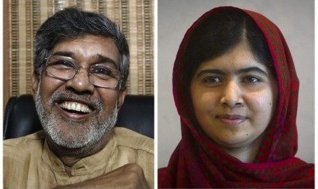 Indian children's right activist Kailash Satyarthi (left) and Pakistani schoolgirl activist Malala Yousafzai 