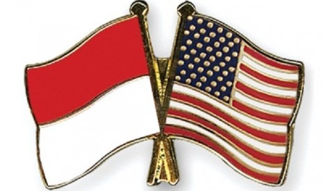 Indonesia and US flags (illustration)