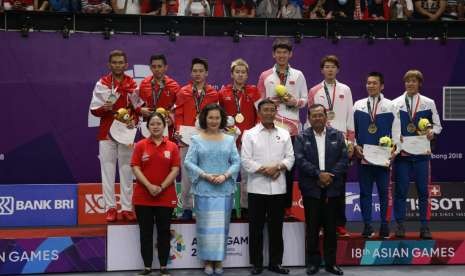 Indonesia meraih medali emas nomor ganda putra Asian Games 2018.