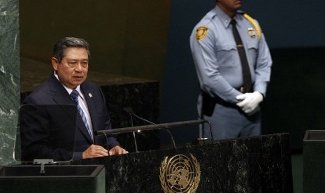 Indonesia's President Susilo Bambang Yudhoyono speaks during the 67th United Nations General Assembly at U.N. headquarters in New York, September 25, 2012.   