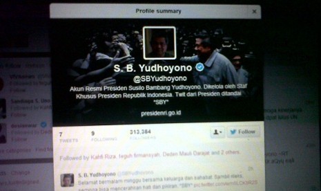 Indonesian President Susilo Bambang Yudhoyono's official account of Twitter 