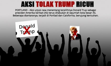 infografis aksi tolak trump ricuh