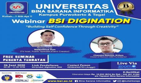 Informasi webinar BSI Digination yang akan diselenggarakan pada Jumat (26/6).