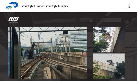 Insiden alat berat jatuh di jalur MRT Jakarta.