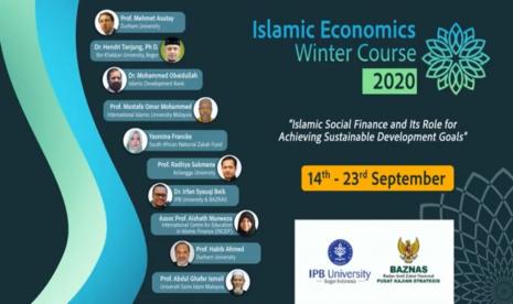 Institut Pertanian Bogor (IPB) bersama Badan Amil Zakat Nasional (BAZNAS) bekerja sama menggelar forum intelektual dalam bentuk short course dengan judul Islamic Economics Winter Course 2020. Berbeda dengan acara Islamic Economics Winter Course sebelumnya, acara tahun ini berlangsung melalui media daring yang digelar selama tujuh hari, mulai Senin (14/9) hingga Rabu (23/9).