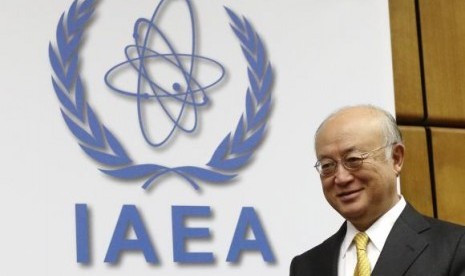 Direktur Umum Badan Energi Atom Internasional (IAEA), Yukiya Amano, menghadiri pertemuan di markas IAEA di Wina pada 11 Desember 2014.