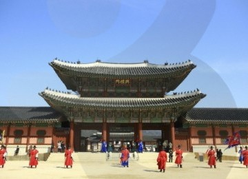 Istana Gyeongbokgung di Seoul, Korea Selatan.