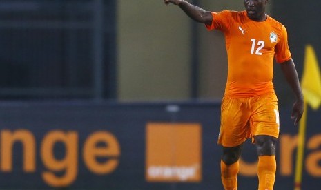 Ivory Coast's Wilfried Bony celebrates his second goal during their quarter-final soccer match of the 2015 African Cup of Nations against Algeria in Malabo February 1, 2015.