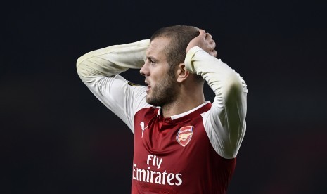 Jack Wilshere ketika memperkuat Arsenal pada laga kontra Red Star Belgrade, Jumat (3/11).