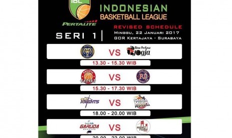 Jadwal hari ketiga Seri I Pertalite IBL 2017, Ahad (22/1).