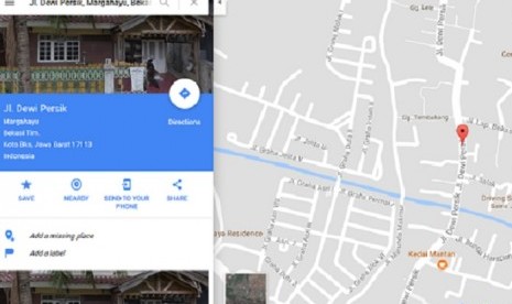 The public noticed Google Maps has changed Dewi Sartika street in Bekasi, West Java to Dewi Persik street since July 31.