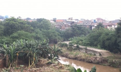 Jalur betonisasi di daerah aliran sungai (DAS) Ciliwung di Balekambang, Jakarta Timur. (Ilustrasi)