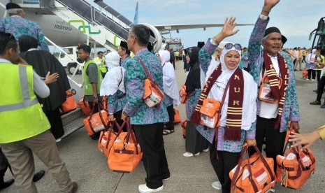 Jamaah haji di Bandara Internasional Minangkabau.