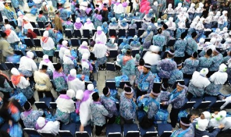 Jamaah haji Indonesia sebelum keberangkatan ke Tanah Suci.