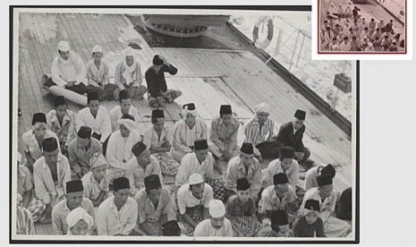 Jamaah haji tahun 1951 di atas Kapal Rotterdam lloyd menuju Makkah. 