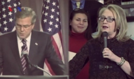 Jeb Bush (Kiri) dan Hillary Clinton (Kanan)