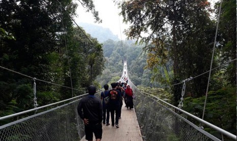 Jembatan Situgunung (Suspension Bridge) di Taman Nasional Gunung Gede Pangrango.