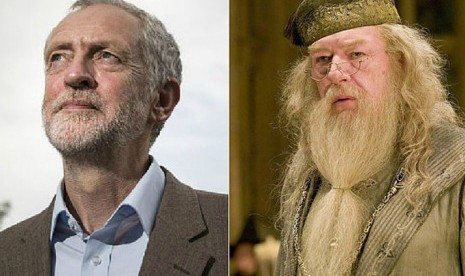 Jeremy Corbyn dengan Dumbledore. 