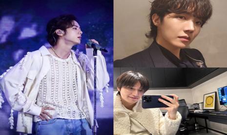 Jin BTS, J-Hope, dan Lee Min-ho. Ketiganya mengucapkan selamat tahun baru 2024.