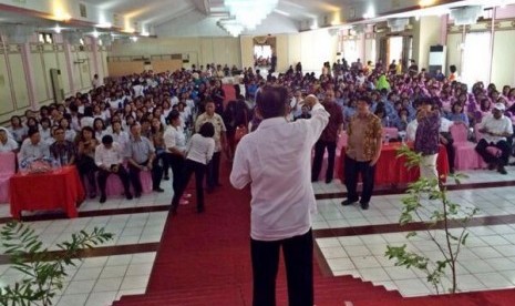 JK berbicara di depan TKI di Malang, Selasa (17/6).