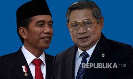 Joko Widodo (Jokowi) dan Susilo Bambang Yudhoyono (SBY). Politikus Demokrat sebut pertemuan Jokowi dengan SBY membahas terkait Moeldoko.