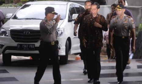 Joko Widodo tiba di Gedung Komisi Pemberantasan Korupsi, Jakarta Selatan, Kamis (26/6). 