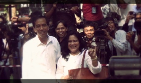 Jokowi dan istri di TPS 027, Menteng, Jakarta