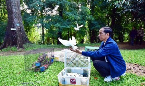 Jokowi melepas burung di Kebun Raya Bogor