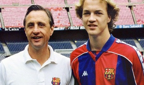 Jordi Cruyff bersama ayahnya, Johan Cruyff