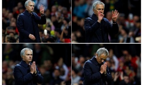 Jose Mourinho saat meminta maaf kepada fan Manchester United.