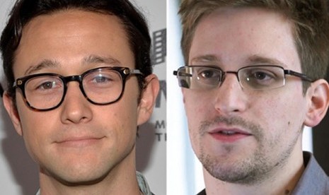 Joseph Gordon Levitt (kiri) dan Edward Snowden. 