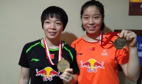 Juara ganda putri asal Cina, Chen Qingchen/Jia Yifan menjadi juara di turnamen BCA Indonesia Open Super Series Premier 2017, Ahad (18/6).