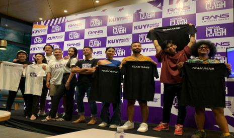 Jumpa pers Media Clash, kolaborasi sportstainment KUY Entertainment dan RANS Entertainment, digelar di KFC Naughty by Nature, Jakarta, Senin (10/10/2022). 