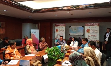 Jumpa pers penyelenggaraan MTF 2017 di Gedung Sapta Pesona, Kamis (6/4).