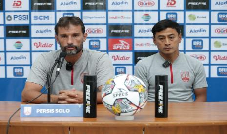 Jumpa pers Persis Solo jelang lawan Persija Jakarta di Maguwoharjo, Sleman, Rabu (19/1/2023).