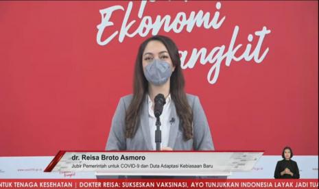 Juru Bicara Pemerintah untuk Covid-19 dr. Reisa Broto Asmoro, mengatakan masyarakat diimbau tetap menjaga protokol kesehatan dan menyegerakan vaksinasi guna mengoptimalkan proteksi.