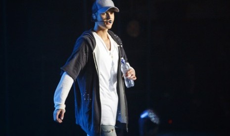 Justin Bieber saat konser di Oslo, Norwegia