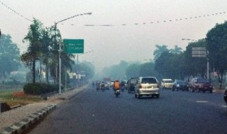 Kabut asap akibat lahan dan semak yang terbakar. (ilustrasi)