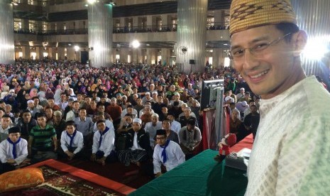 Kajian Tauhid yang disampaikan Sandiaga Uno di Masjid Istiqlal, Ahad (14/2).