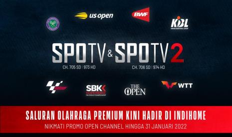  Kali ini, IndiHome menjalin kerja sama dengan SPOTV, penyedia tayangan olahraga terkemuka milik Eclat Media Group asal Korea Selatan. Melalui kerja sama ini, IndiHome dan SPOTV resmi menghadirkan beragam tayangan olahraga terbaik dunia di IndiHome TV mulai 10 Januari 2022