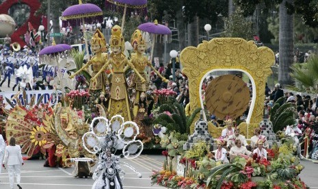 Kampanye Wonderful Indonesia dilakukan lewat beragam cara, salah satunya di ajang Rose Parade di Pasadena, California.