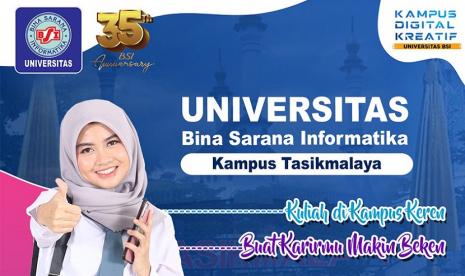 Kampus Digital Kreatif Universitas BSI (Bina Sarana Informatika) kampus Tasikmalaya, telah membuka Penerimaan Mahasiswa Baru (PMB) tahun akademik 2023/2024 sejak November 2022. Saat ini PMB Universitas BSI Kampus Tasikmalaya telah memasuki gelombang 2, dengan waktu pendaftaran tanggal 3 Februari 2023 hingga 5 April 2023.