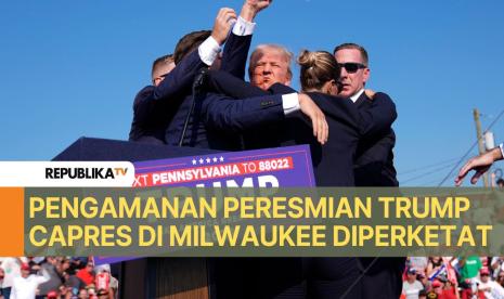 Kandidat presiden dari Partai Republik, Donald Trump dikelilingi oleh agen Dinas Rahasia AS pascapenembakan saat kampanye.